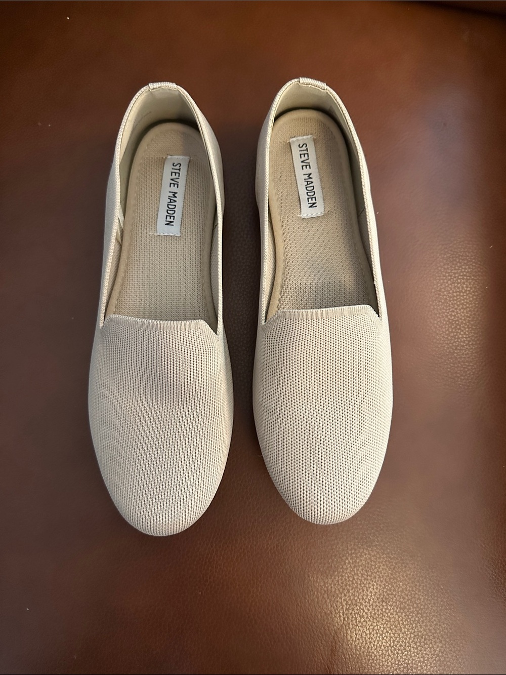 Steve Madden Knit Slip-On Loafers in Light Beige